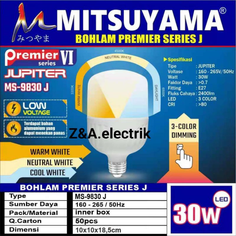 Bohlam Lampu LED MS-9830J MITSUYAMA 30W Jupiter Tricolour Premier 3 Warna