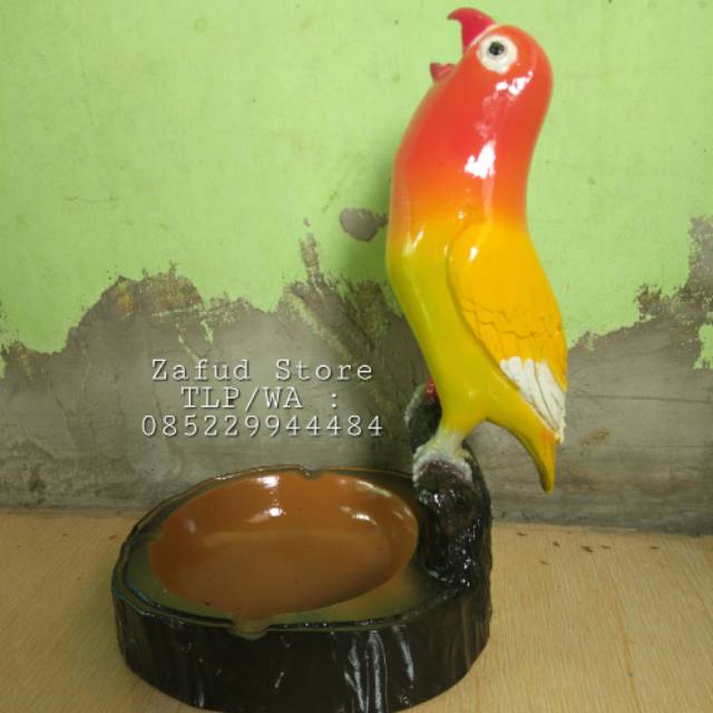 Asbak motif burung Lovebird Lutino.