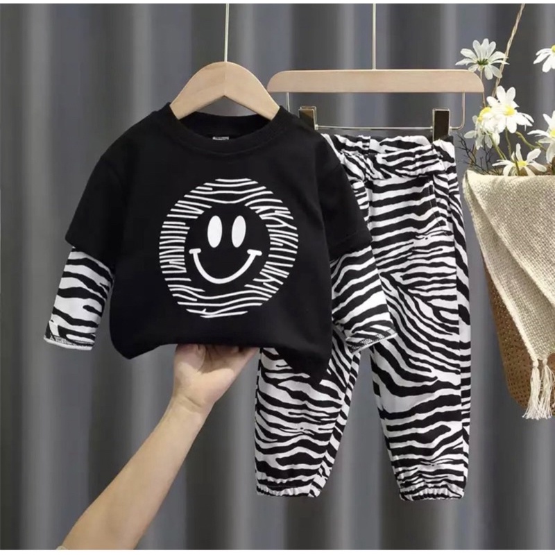 baju setelan anak laki laki dan perempuan 1-5 tahun smile