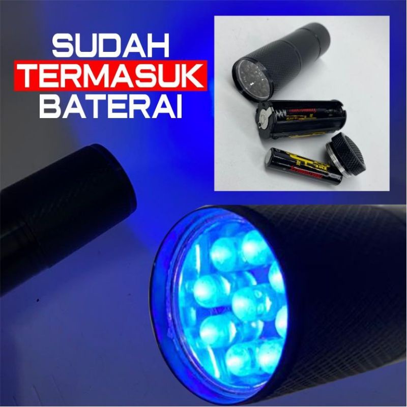 Senter UV For Lure Fishing 9 Led + Baterai Tinggal Pakai