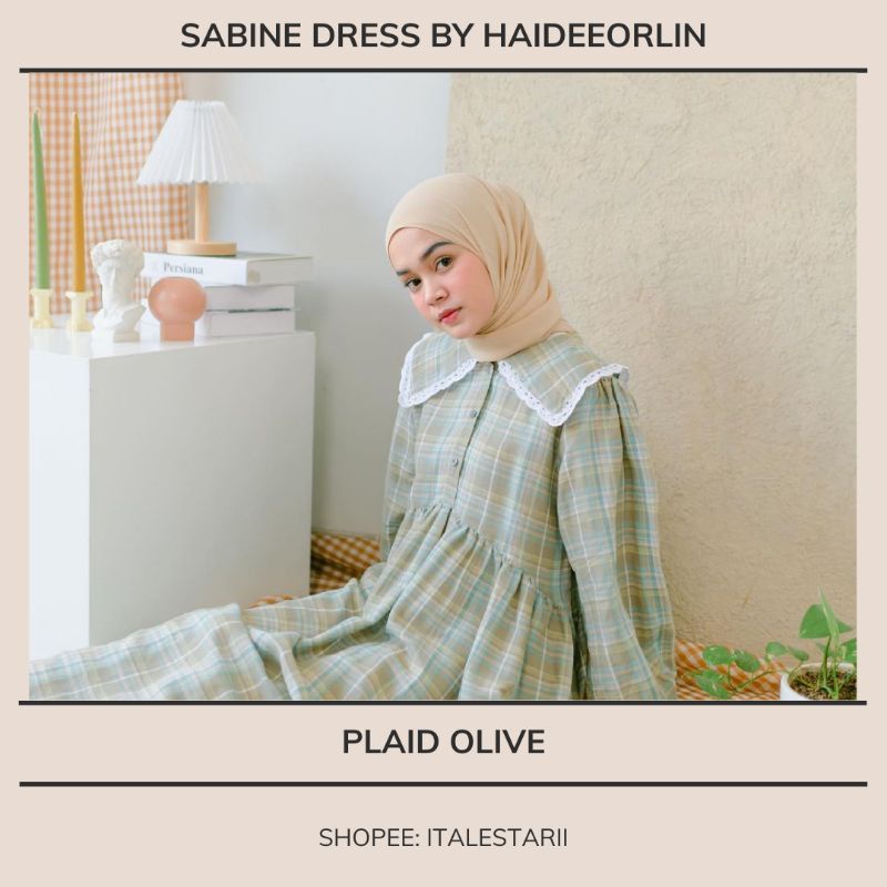 SABINE DRESS PLAID OLIVE BY HAIDEEORLIN