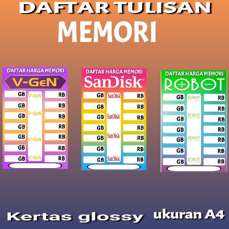 

TULISAN DAFTAR HARGA BRAND MEMORI 02