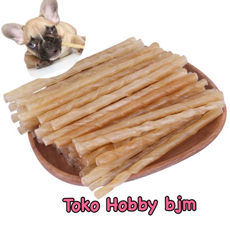 Stick dog snack anjing stik gigit makanan kulit gigitan puppy food toy dog toys mainan play cemilan