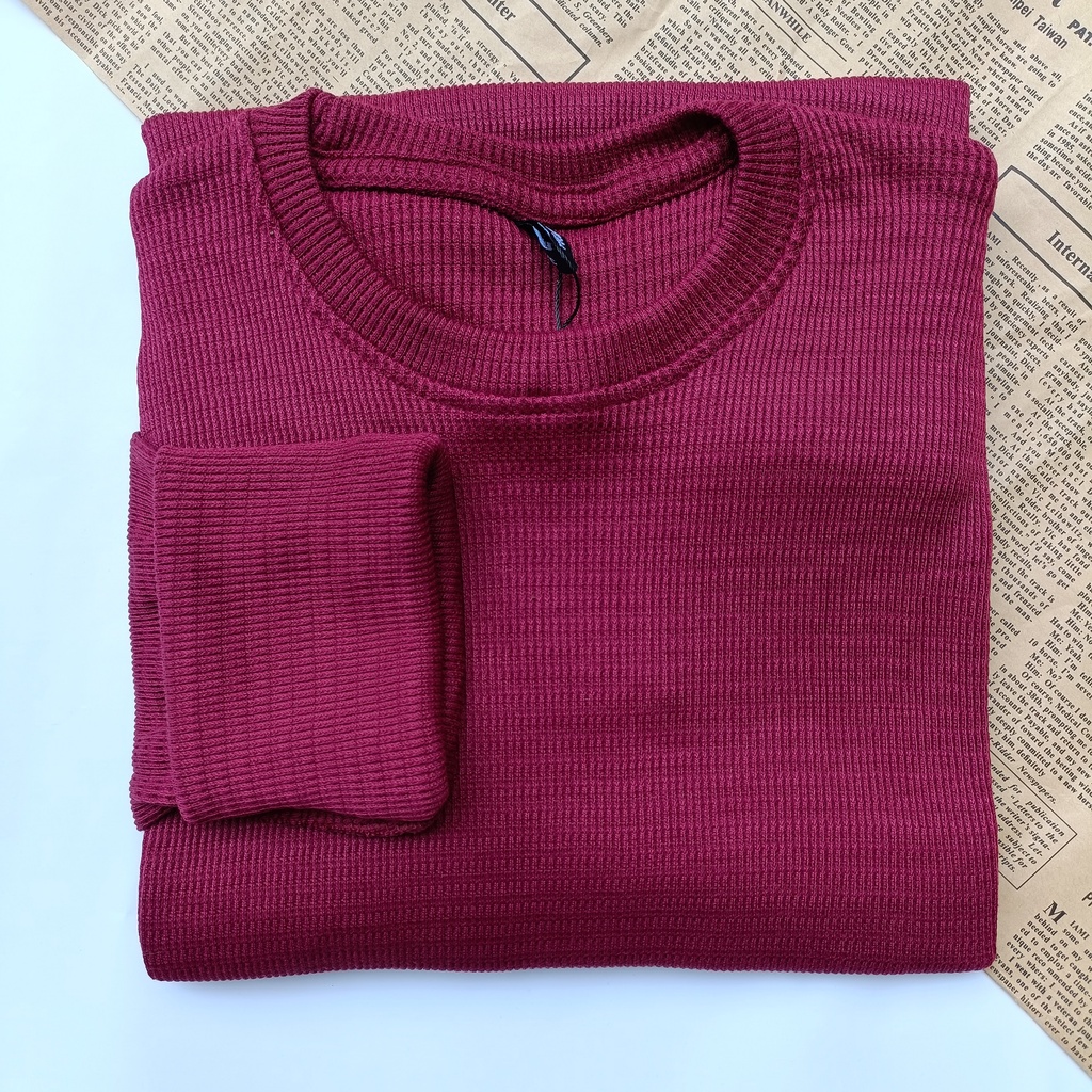 PART II Kaos Rib Premium / Kaos Grosir / Kaos Rib Premium Tebal / Kaos Lengan Panjang Termurah-Maron WAFER