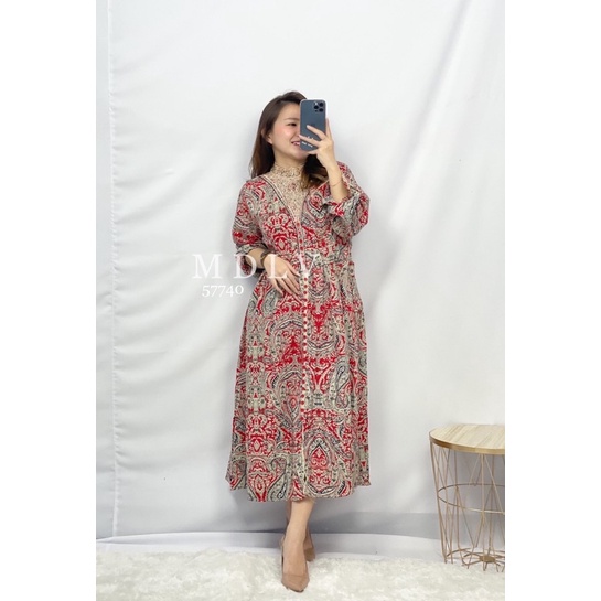 MDLV ~ 57740 MOUSELINE EMBROIDERED NECKLINE DRESS GAMIS MAXI GAMIS MUSLIM FASHION MUSLIM IMPORT