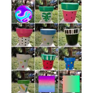  Pot  kaktus sukulen  pot  lukis clay pot  lukis pot  