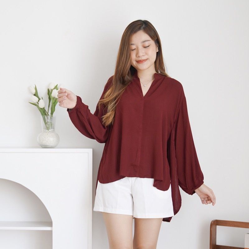 BLOUSE RAYON CRINCLE PREMIUM KEMEJA OVERSIZE SHIRT