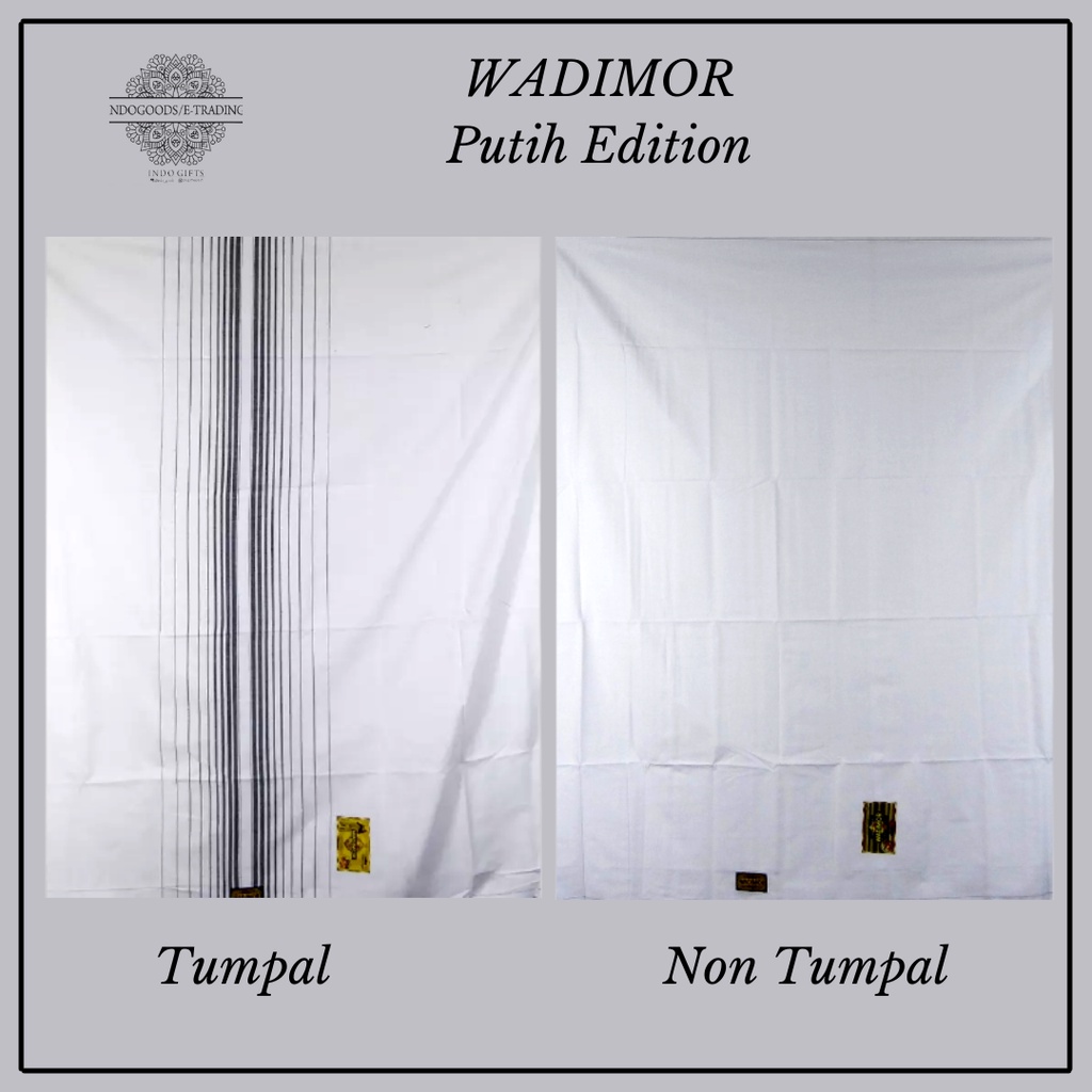 Sarung Tenun Wadimor PUTIH TUMPAL POLOS Dewasa Pria Bahan Katun Grosir Ecer Indogoods