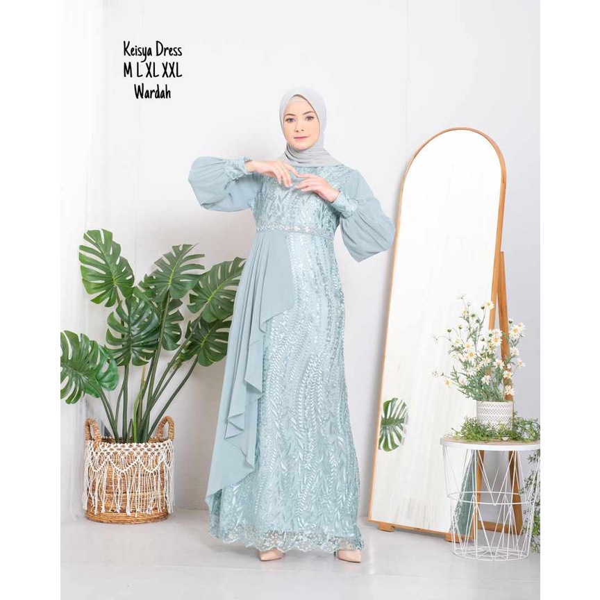 Permata Olshop / Gamis Kebaya Modern Brokat Mix Ceruty Baby Doll / Kebaya Gamis Kondangan / Gamis Pesta Mewah / Dress Modern