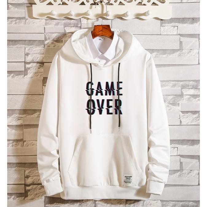 KENETH PUTIH BAJU SWEATER COWOK SABLON PAKAIAN HOODIE PRIA DEWASA - Putih