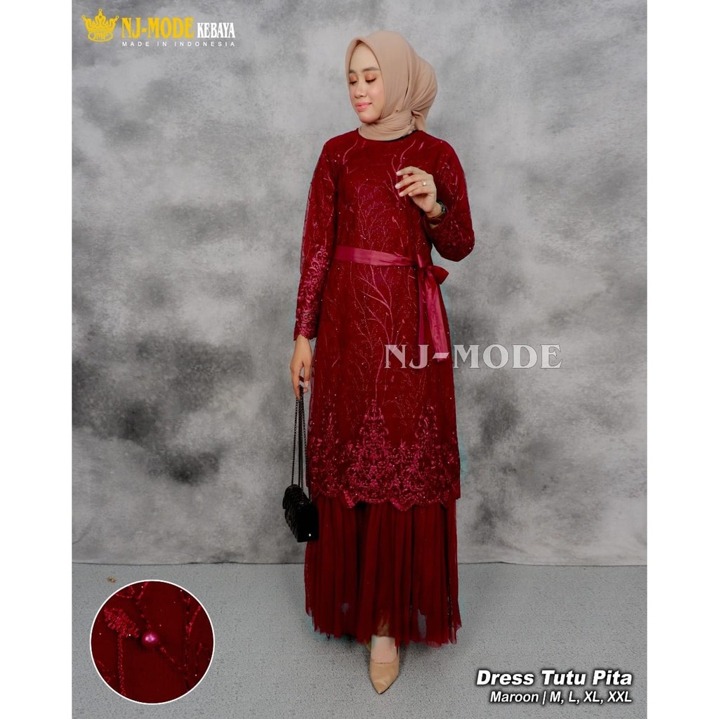 PROMO LONG GAMIS TUTU TULLE MUTIARA BORDIR / GAMIS PESTA