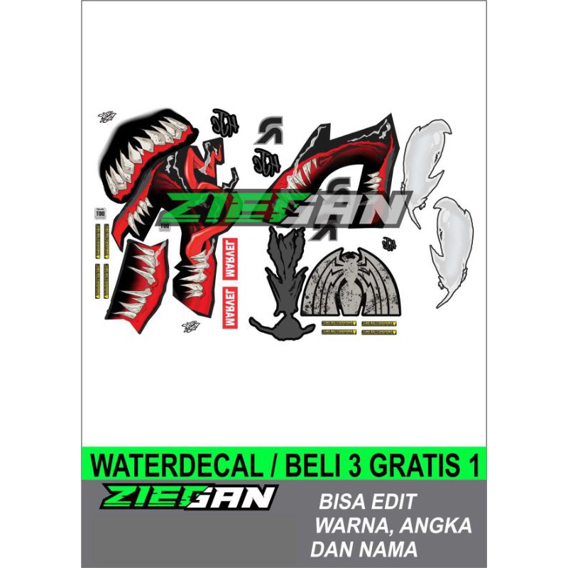 Water Decal Stiker Helm Motif Venom 2