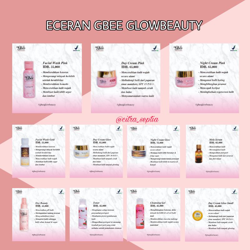 (TERMURAH) ECERAN/SATUAN GBEE GLOW BEAUTY SKINCARE BPOM