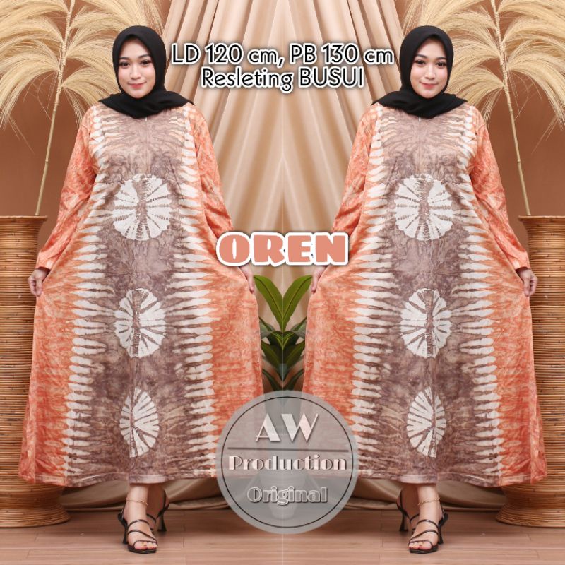 LONG-V DASTER KAOS PAYUNG JUMBO ABSTRAK PANJANG SEMATAKAKI BUSUI RESLETING DEPAN DRESS WANITA KEKINIAN LENGAN PANJANG XXL TERBARU