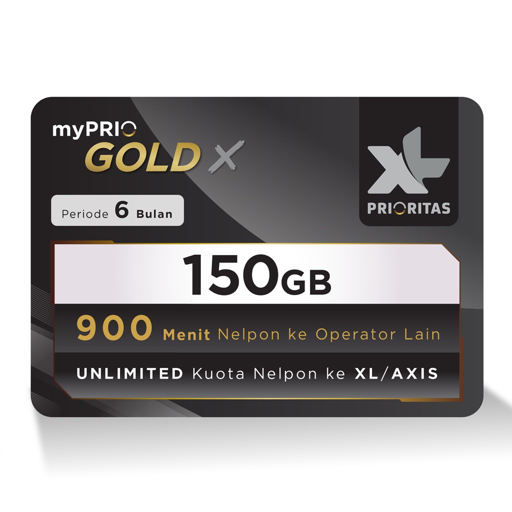 Kartu Perdana Pascabayar XL PRIORITAS, Gold X, 150GB