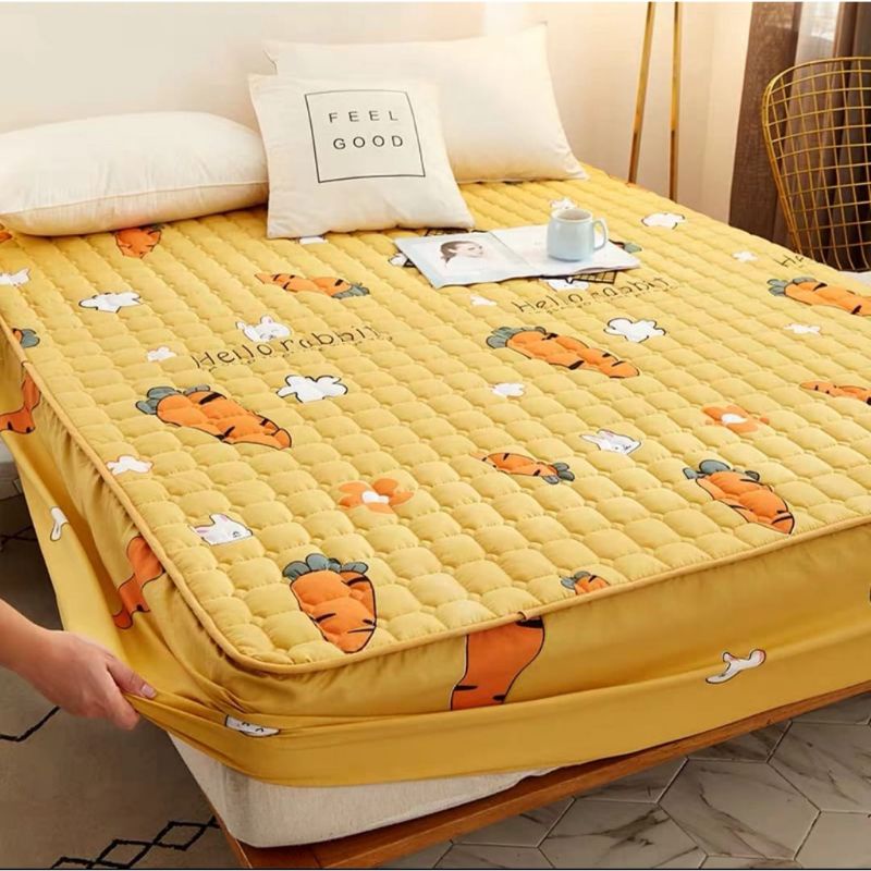 SPREI SULTAN WATERPROOF 180 x 200 CM ANTI AIR IMPOR BED PROTECTOR KUNING WORTEL PINK-KUNING WORTEL 180