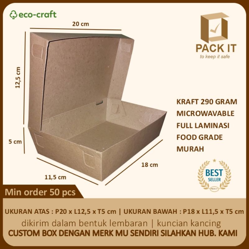 Lunch Box Polos / Lunch Box Paper 20 x 12.5 x 5 / Box Geprek / Box Mie / Paper Lunchbox