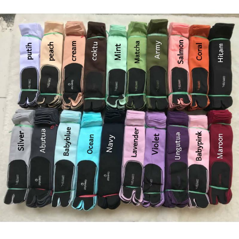 Kaoskaki jempol POLOS TAPAK HITAM warna muslimah (Nylon Spandek)