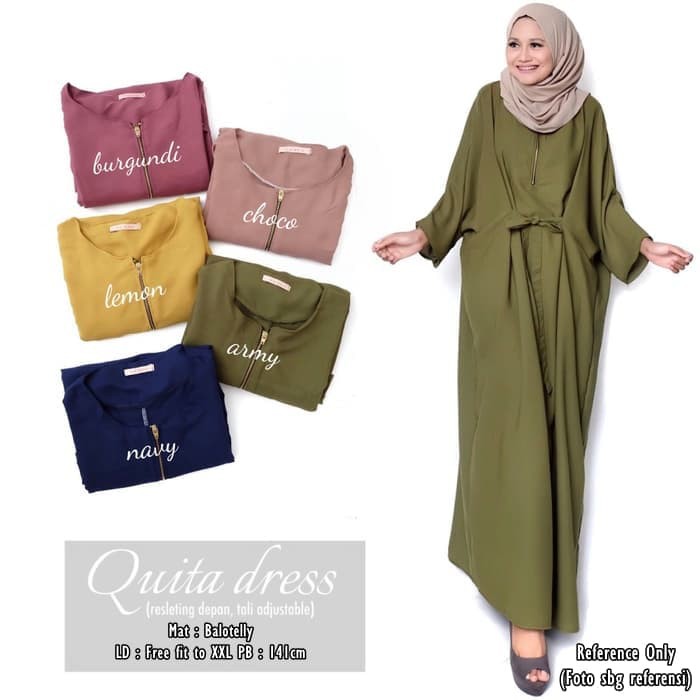 MODEL BARU Gamis Muslim Wanita   Quita Dress   Kaftan Abaya   Army Diskon
