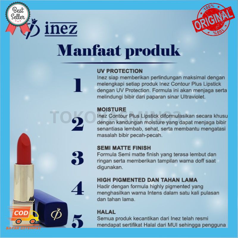 Inez Color Contour Plus Lipstick 29 Pilihan Warna (2) New Case Murah