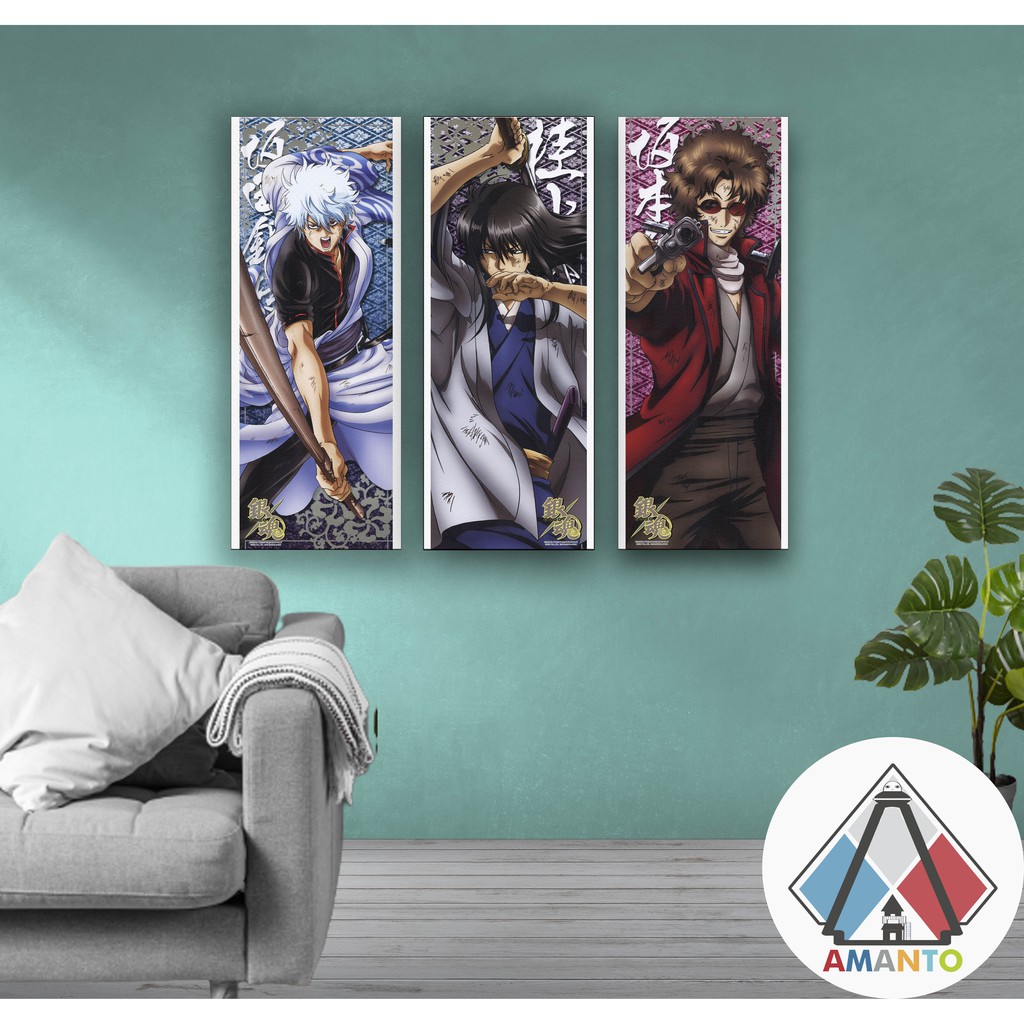POSTER KAYU ANIME GINTAMA HIASAN DINDING ANIME GINTAMA GINTOKI KATSURA TAKASUGI HIJIKATA OKITA