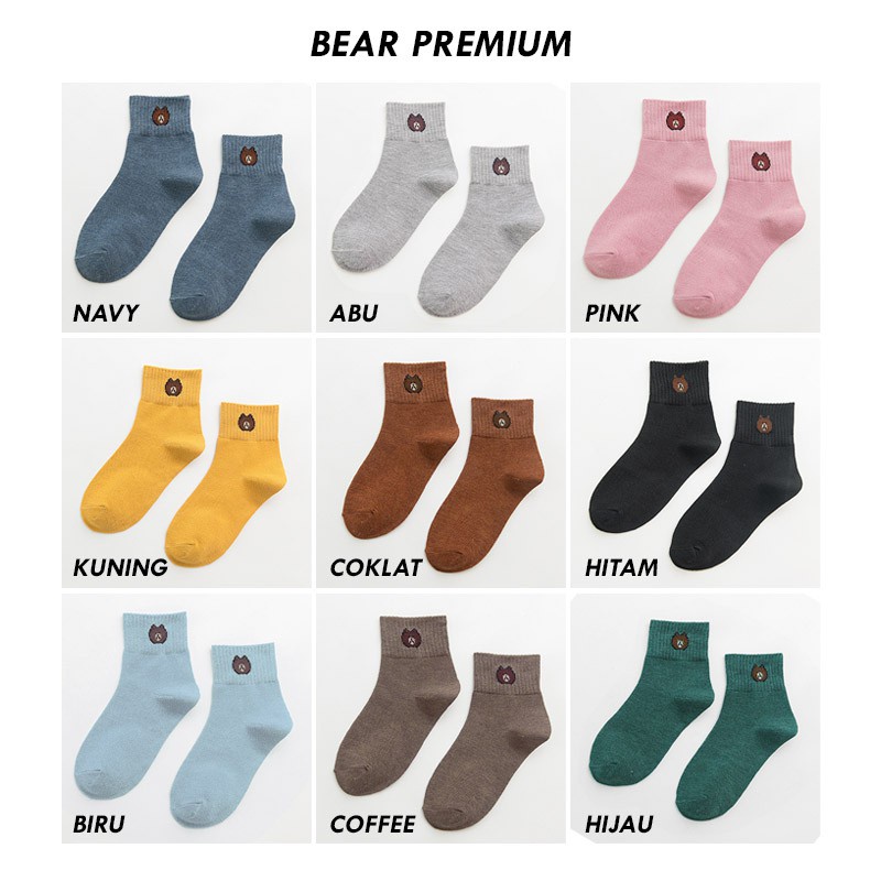 MURMURE.ID | KAOS KAKI FASHION UNISEX MOTIF BERUANG BEAR PANJANG CUTE / TRANSPARAN CS030 CS001-POLOS BEAR PREMIUM