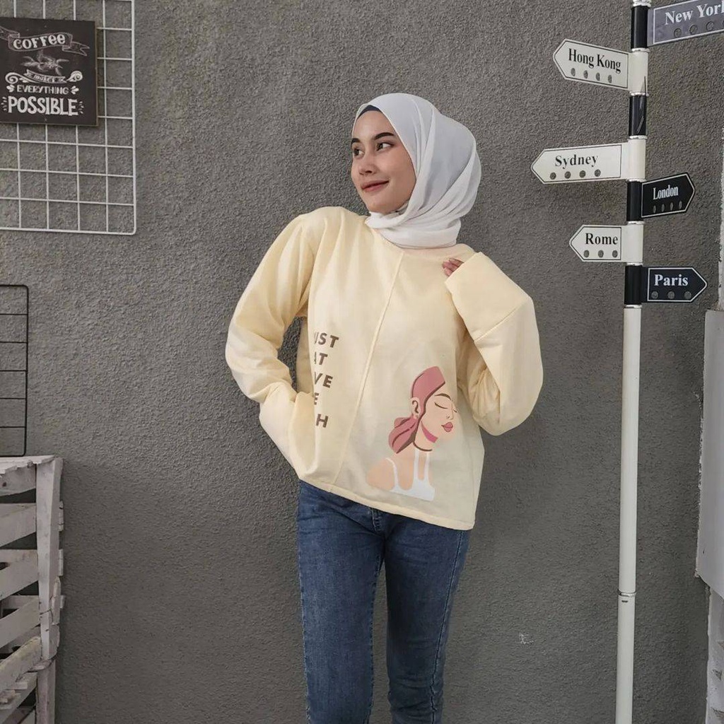 Sweater Wanita WOMAN TRUST Atasan Blouse Ala Korean Style Casual Desain Simple Fashion Terkini OOTD Kece