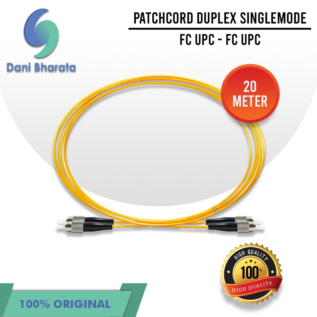 Patchcord Fiber Optik Duplex SingleMode FC to FC Panjang 20 Meter