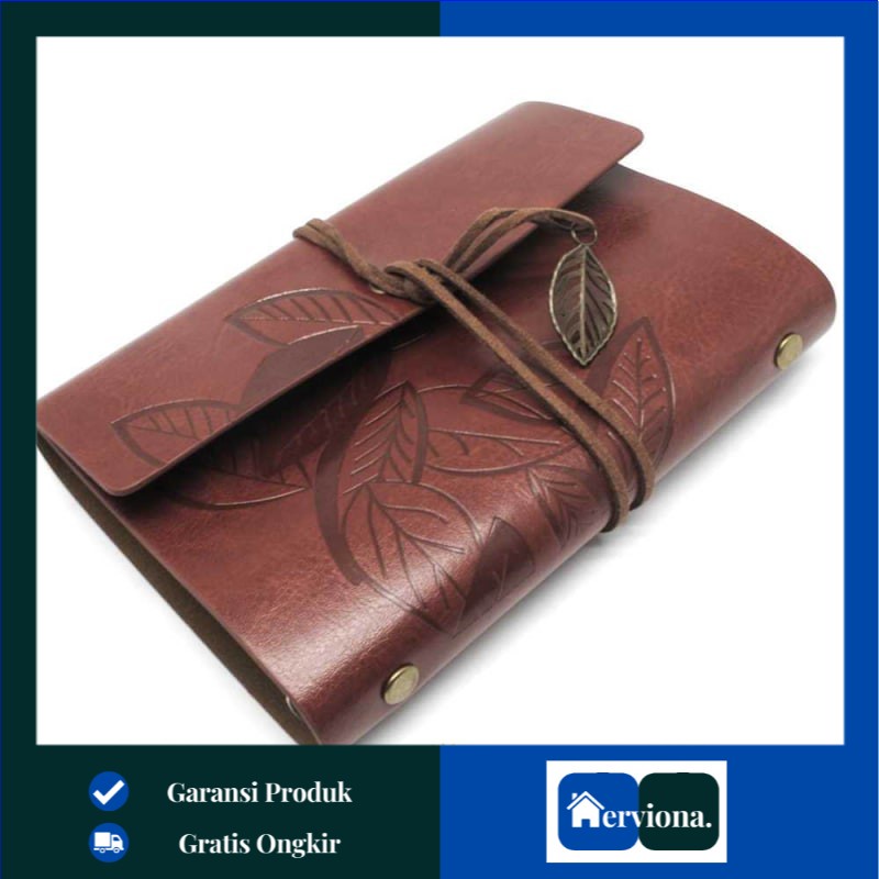 

Buku Catatan Binder Kulit Retro Leaf Kertas A5- Notes Buku Catatan