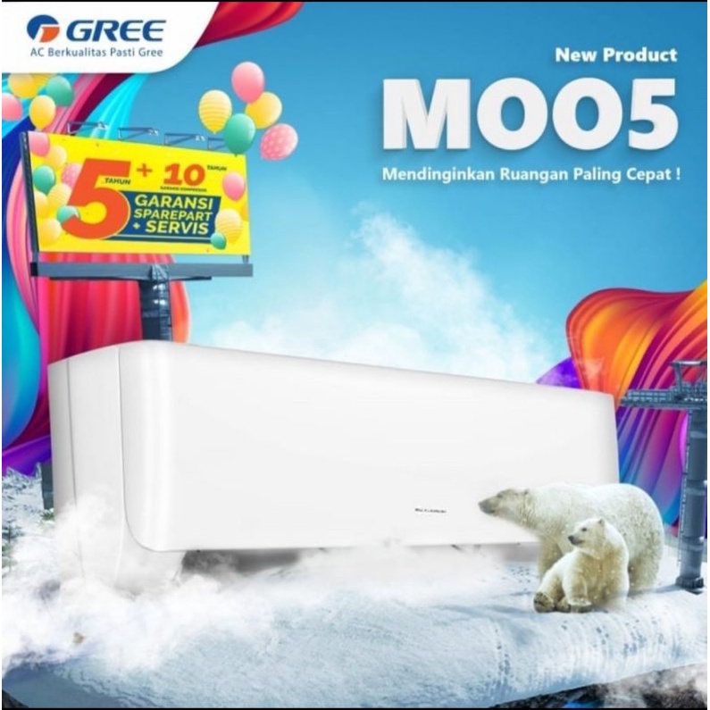 AC GREE 11/2 PK GWC-12MOO5S NON INVERTER + INSTALASI PEMASANGAN Bergaransi resmi