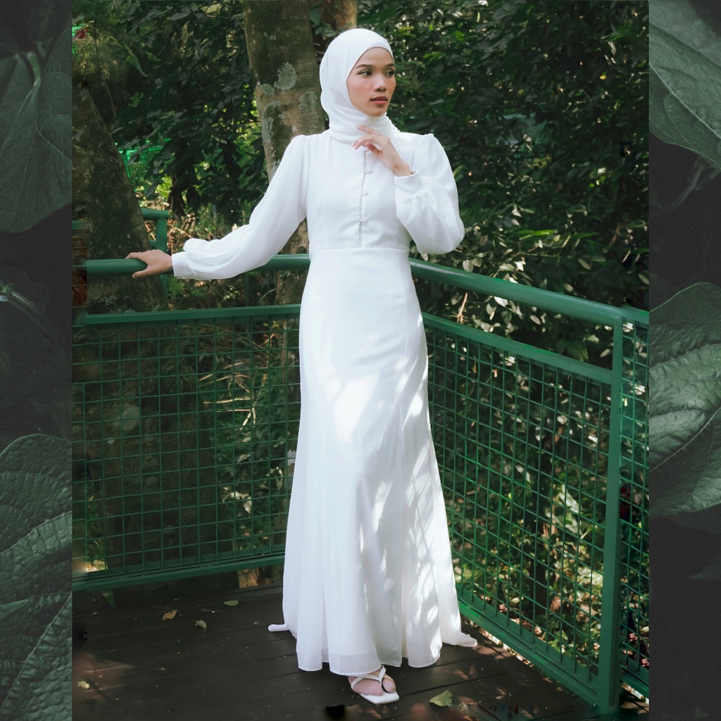 RAVALLA DRESS BYGIAGIO dress akad simple gaun wedding pernikahan baju muslim putih gaun lamaran elegan pakaian wanita pesta elegan fashion korea dres lebaran cantik anggun mewah nyaman gaun duyung vintage fashion dress bahan ceruty baby doll furing tebal