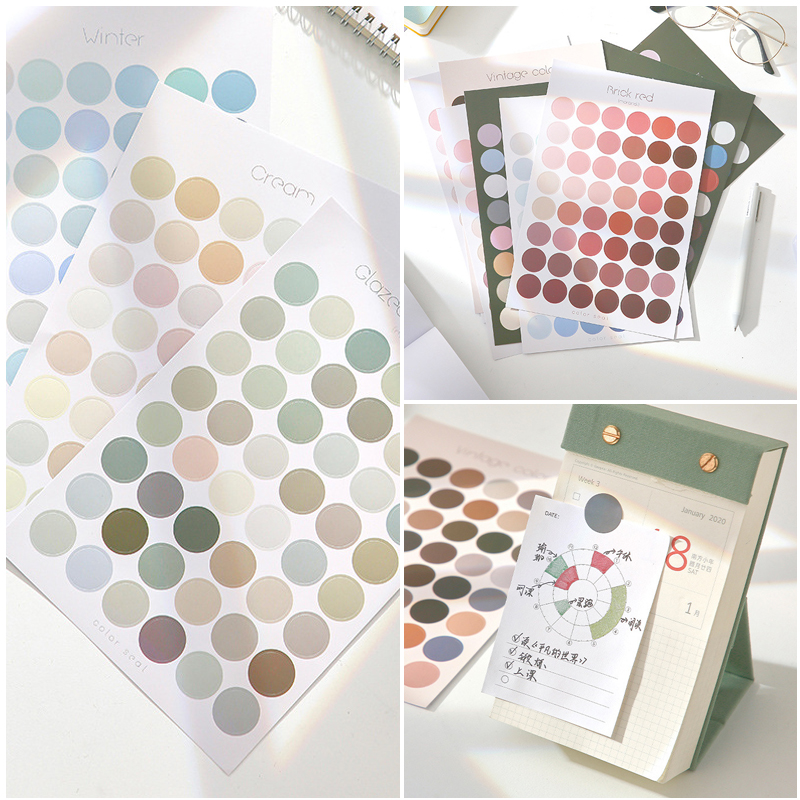 Multifunctional basic mark material sticker decoration DIY Morandi scrapbooking bullet journal postmark dot sticker-6