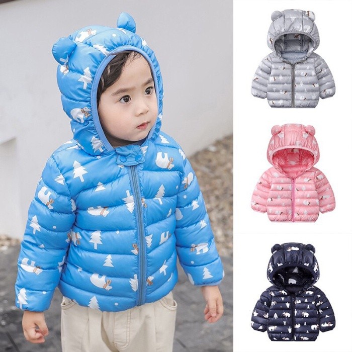 Jaket parasut anak bertudung musim dingin windproof Winter hoodie jacket kids