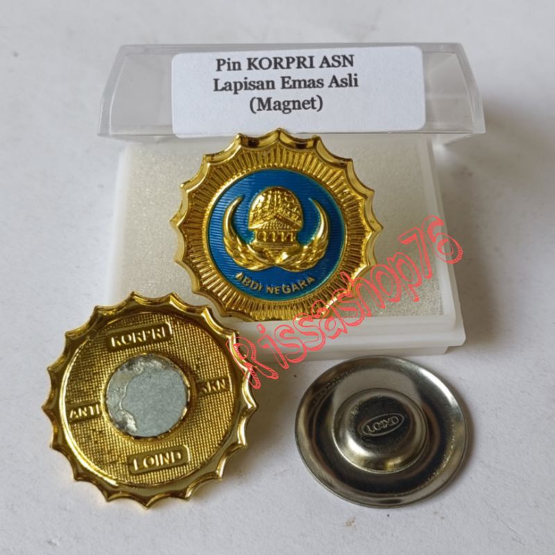 Lencana Pin Korpri ASN Biru Lapis Emas Loind Original