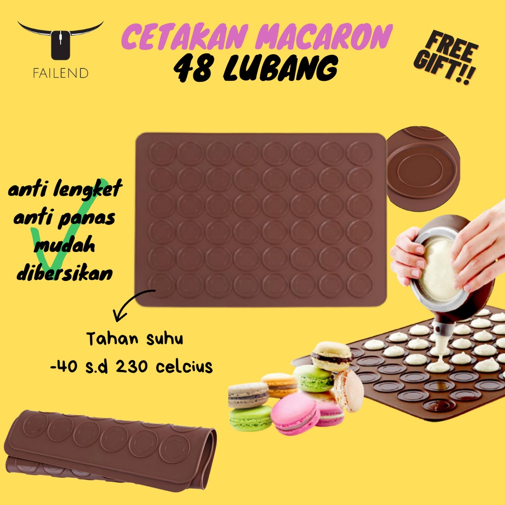 Cetakan Macaron Silicon Mat Baking Kue Cookies Macaroon Bahan Silikon 48 Lubang