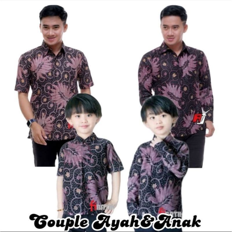 TERBARU Couple sweet || couple batik ayah dan anak cowok motif petir ungu./ BIG size jumbo size M L XL XXL 3L 4L 5L 6L