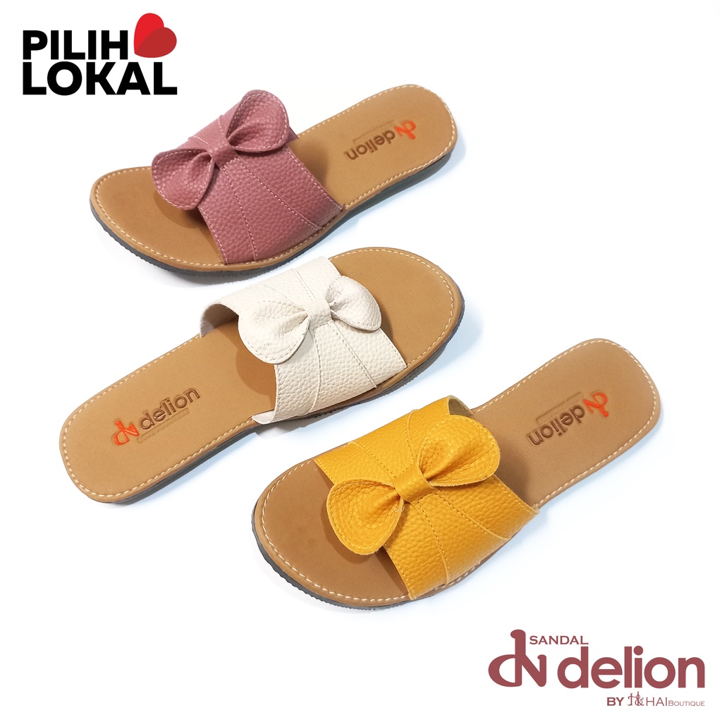 Sandal Wanita Terbaru Slop Flat Sol Karet Anti Licin Motif Bunga Cantik - Sandal Wanita Murah dan Bagus Kekinian - Sandal Papirut Pita Kulit Wanita - Sandal Kulit Jeruk - Sandal Cewe Slop - Sandal Teplek Cewek Lebaran - Sandal Perempuan Karet Empuk