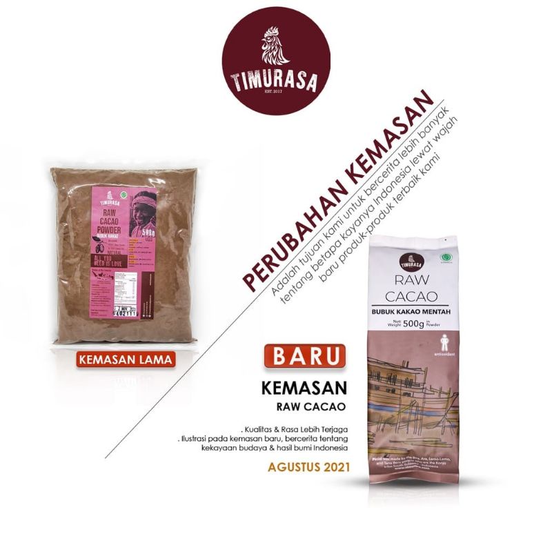 Timurasa Raw Cacao Powder 500gr Cokelat Bubuk Kakao Organik Bubuk Mentah 500 gr