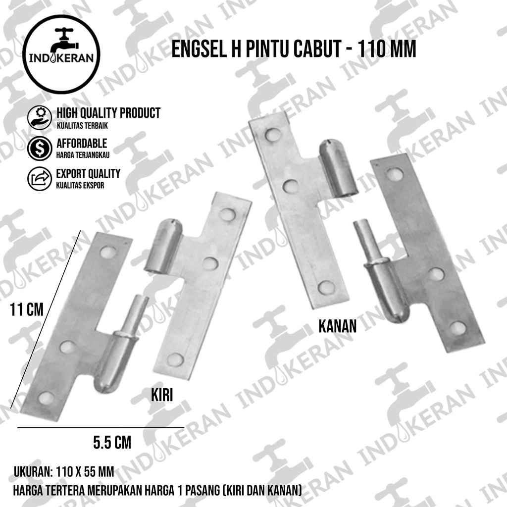 INDOKERAN - Engsel H Pintu Cabut - 110 MM