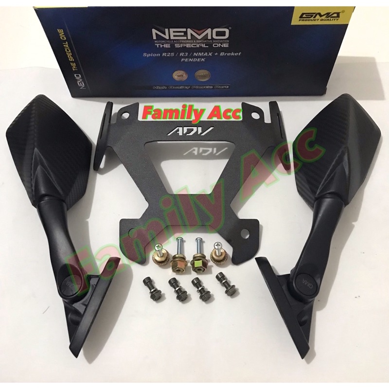 PAKET SPION ADV 150 / ADV 160 MODEL CBR NEMO 1005 SB KACA CEMBUNG BENING PLUS BREKET SERPO / WINDSHIEL ADV 150 DAN ADV 160 PNP