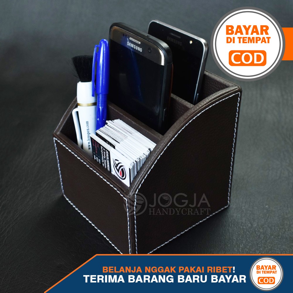 Tempat hp / Holder Handphone / Desktop Organizer Cover Kulit Sintetis