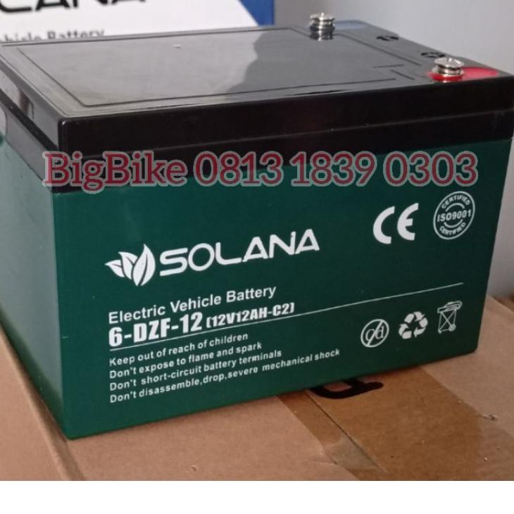Model Baru.. Aki Sepeda Listrik Solana 12V 12Ah