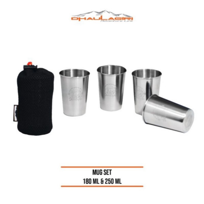 Gelas ultralight dhaulagiri mug stainless steel isi 4pcs