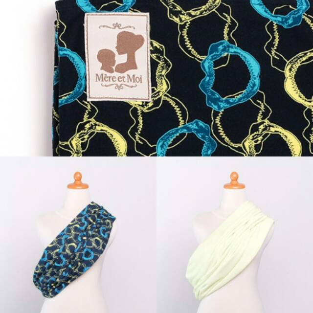 GEOS Reversible motif NAVY DINO JAW, Premium Pouch Sling by Mere et Moi