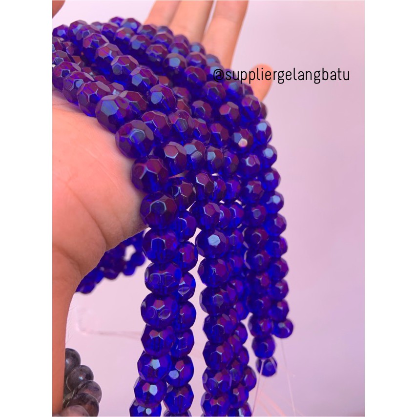 kristal bola dunia cutting 10mm BIRU ceko bulat manik blue quartz acc