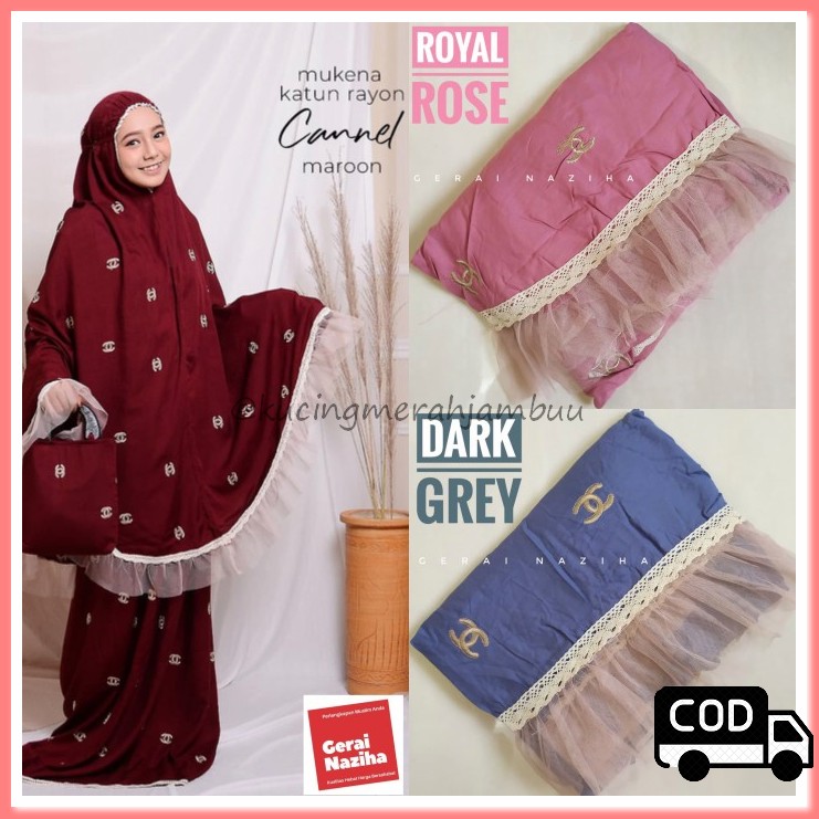 Mukena Dewasa Cantik Putih Terbaru Rukoh Mukenah Traveling Jumbo  BZ556 Mukena Bordir Rayon Katun