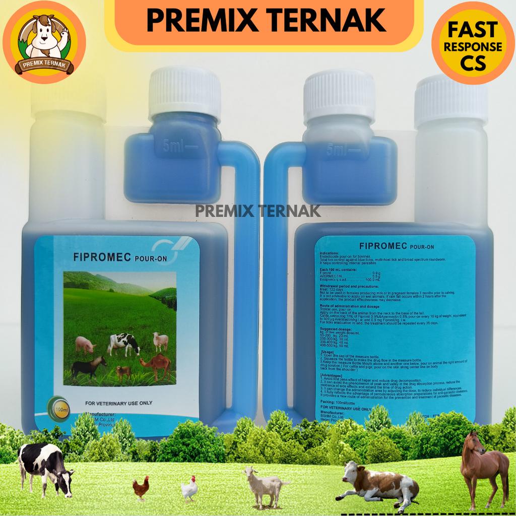 FIPROMEC POUR ON 100ML - Obat Cacing Kutu Scabies Tetes untuk Sapi Kambing Domba Kucing Anjing