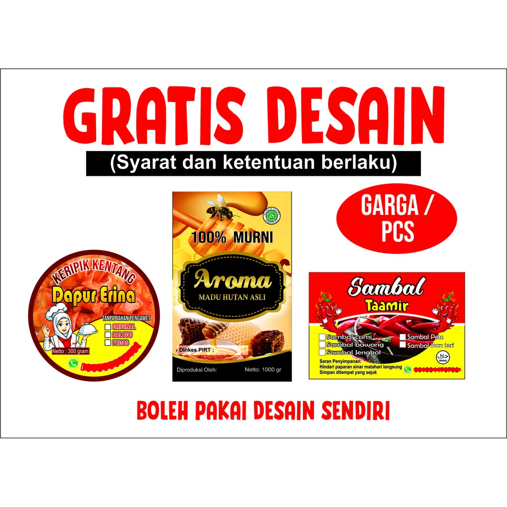  STIKER  LABEL harga  per PCS STIKER  PRODUK STIKER  KEMASAN 