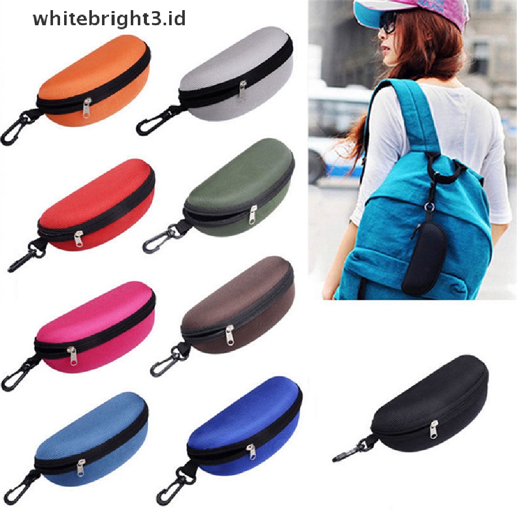 (whitebright3.id) Hard Case Pelindung Kacamata Hitam Portable Dengan Resleting