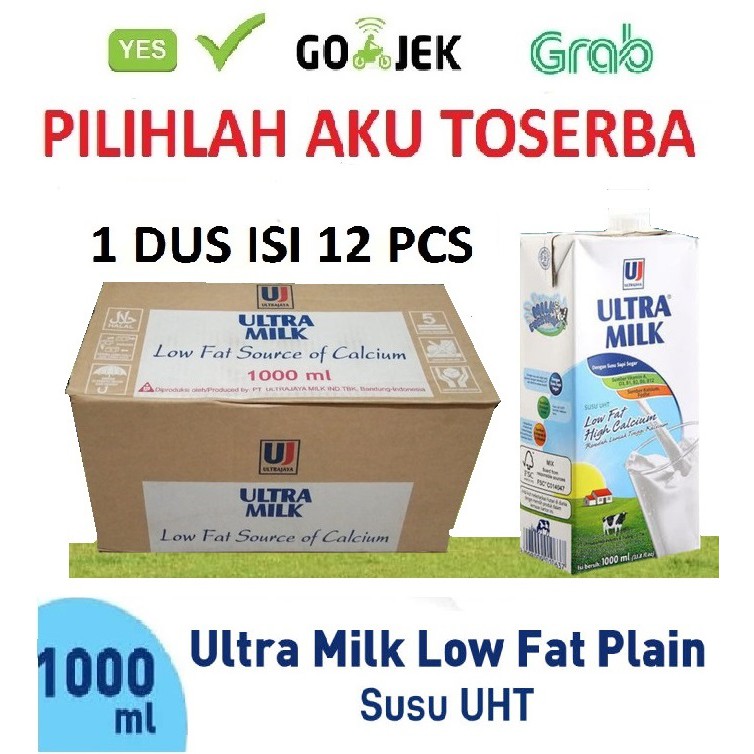 SUSU ULTRA LOW FAT PLAIN 1 LITER - (1 DUS ISI 12)